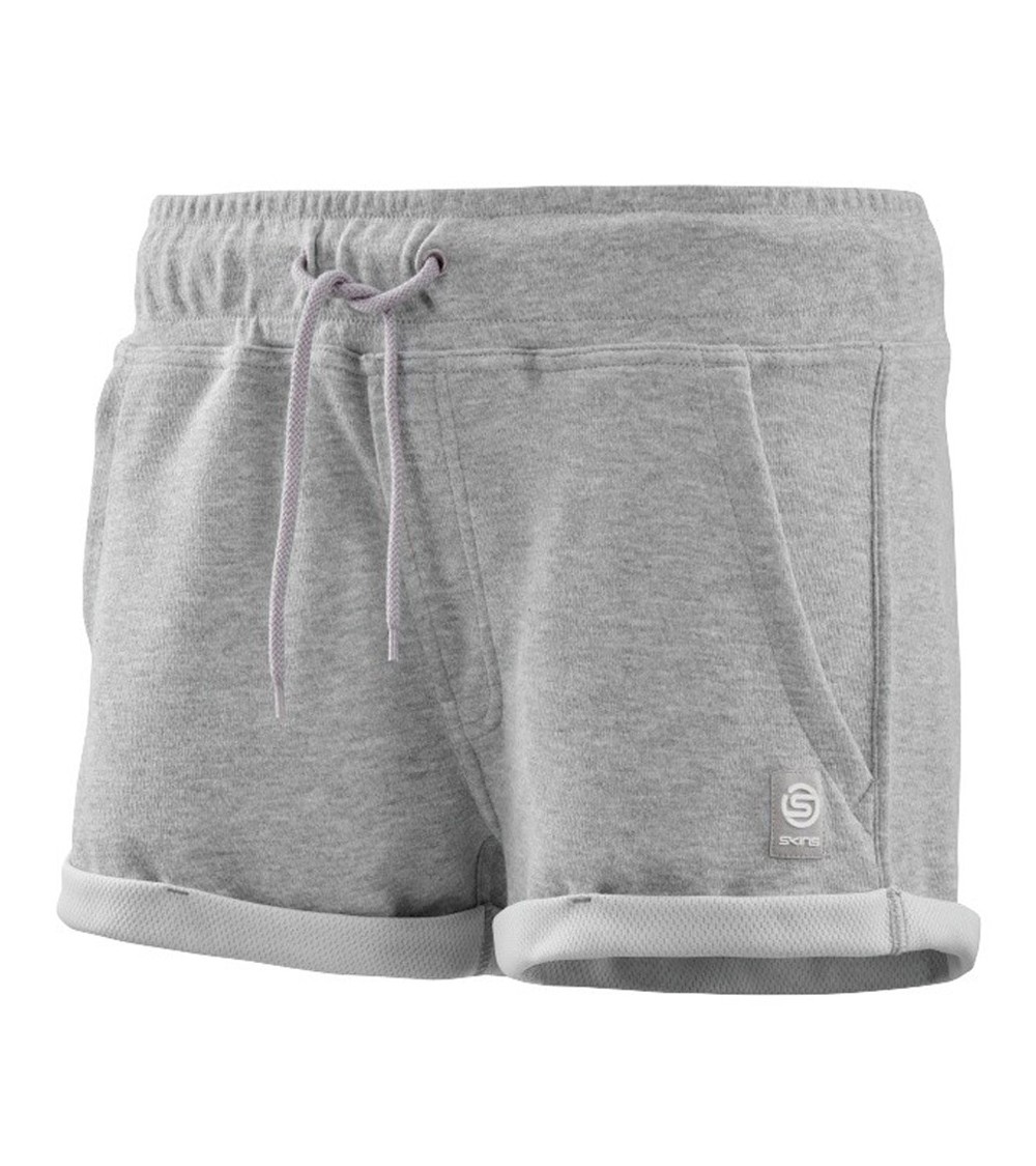 Spodenki damskie Skins Output Sport Fleece Shorts szare SP40331560035