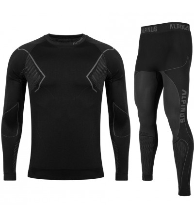 Bielizna termoaktywna męska Alpinus Active Base Layer Set czarno-szara GT43257